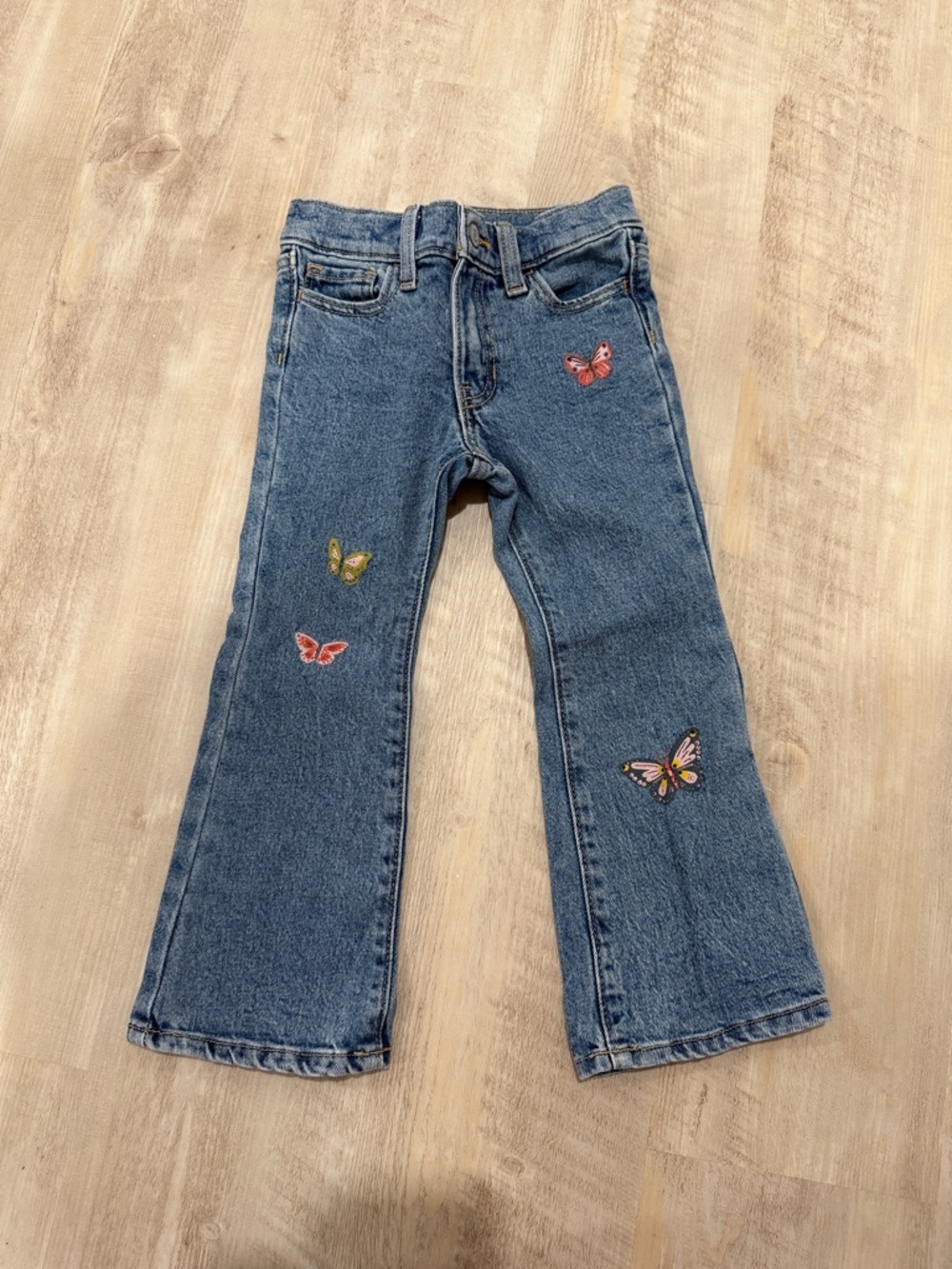 Old Navy Blue Girls Jeans with Colorful Butterfly Patches